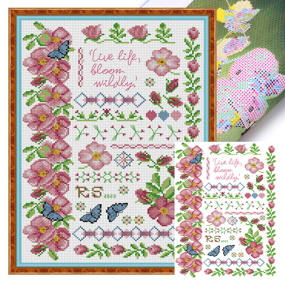 Joy Sunday - Flowers In Bloom - 29*40CM 14CT 2 Stamped Cross Stitch