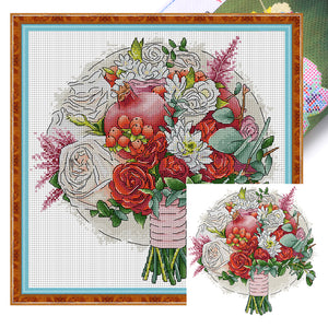 Joy Sunday - Pomegranates And Flowers - 34*35CM 14CT 2 Stamped Cross Stitch