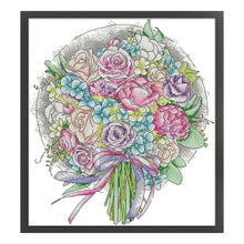 Load image into Gallery viewer, Joy Sunday - Purple Rose Bouquet - 33*36CM 14CT 2 Stamped Cross Stitch
