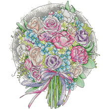 Load image into Gallery viewer, Joy Sunday - Purple Rose Bouquet - 33*36CM 14CT 2 Stamped Cross Stitch

