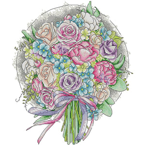 Joy Sunday - Purple Rose Bouquet - 33*36CM 14CT 2 Stamped Cross Stitch