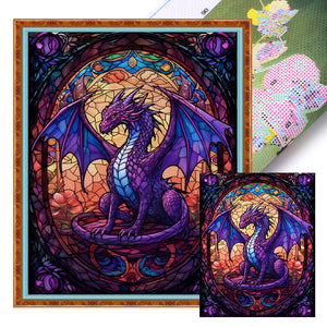 Yishu - Glass Painting - Pterosaur - 40*50CM 14CT 2 Stamped Cross Stitch
