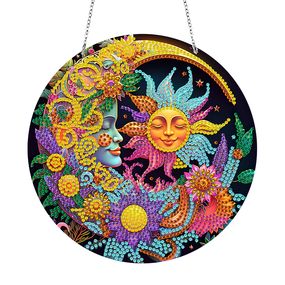 2D Flat Sun Moon Diamond Art Kits Painting Suncatcher Double Sided Home Decor