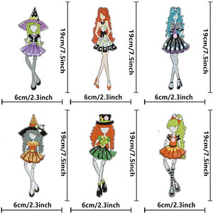 6pcs Bookmark Diamond Dots with Crystal Little Witch Dot Drill Book Mark Cartoon