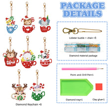 Load image into Gallery viewer, Christmas 8PCS Rhinestone Painting Pendant Double Sided (Xmas Hat Cup Animal)
