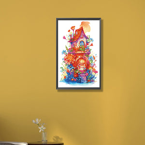 House With Small Flowers 30*50CM(Canvas) Partial Special Shaped Drill Diamond Painting