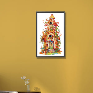 House With Green Leaves 30*50CM(Canvas) Partial Special Shaped Drill Diamond Painting