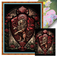 Load image into Gallery viewer, Huancan - Glass Painting - Lion And Roses - 40*55CM 11CT 3 Stamped Cross Stitch
