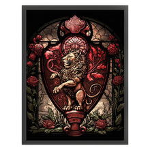 Load image into Gallery viewer, Huancan - Glass Painting - Lion And Roses - 40*55CM 11CT 3 Stamped Cross Stitch
