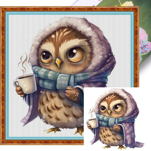 Owl - Full 18CT Stamped Cross Stitch 20x20CM - Huacan