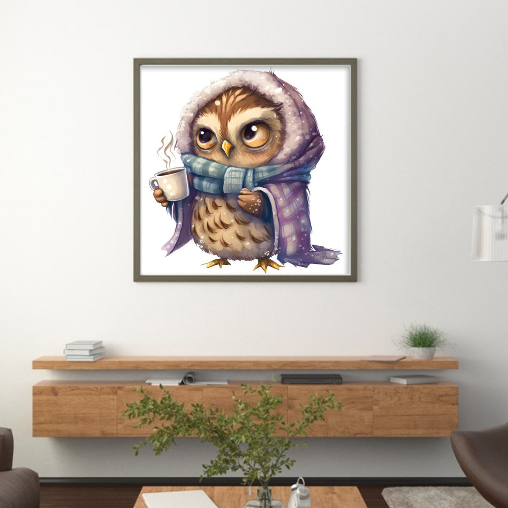 Owl - Full 18CT Stamped Cross Stitch 20x20CM - Huacan