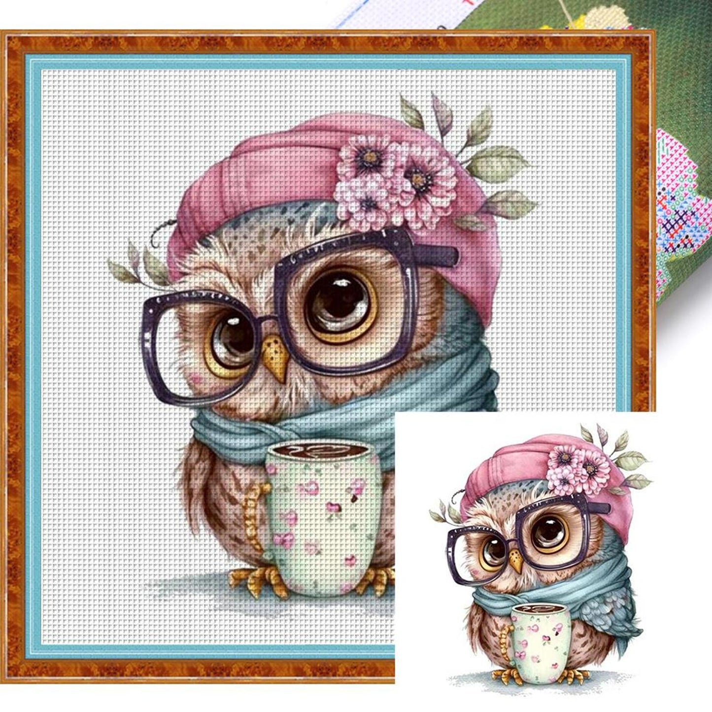 Owl - Full 18CT Stamped Cross Stitch 20x20CM - Huacan