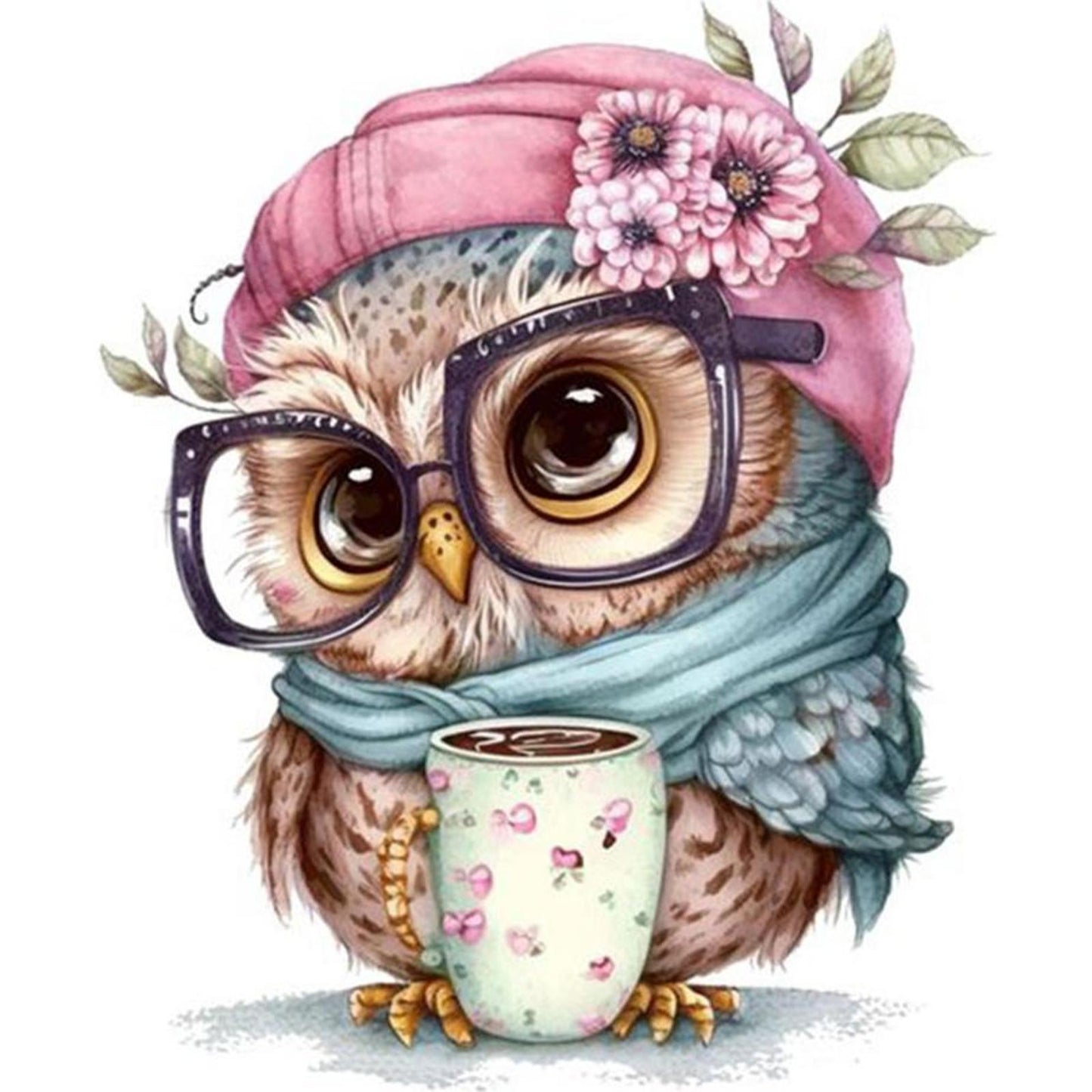 Owl - Full 18CT Stamped Cross Stitch 20x20CM - Huacan