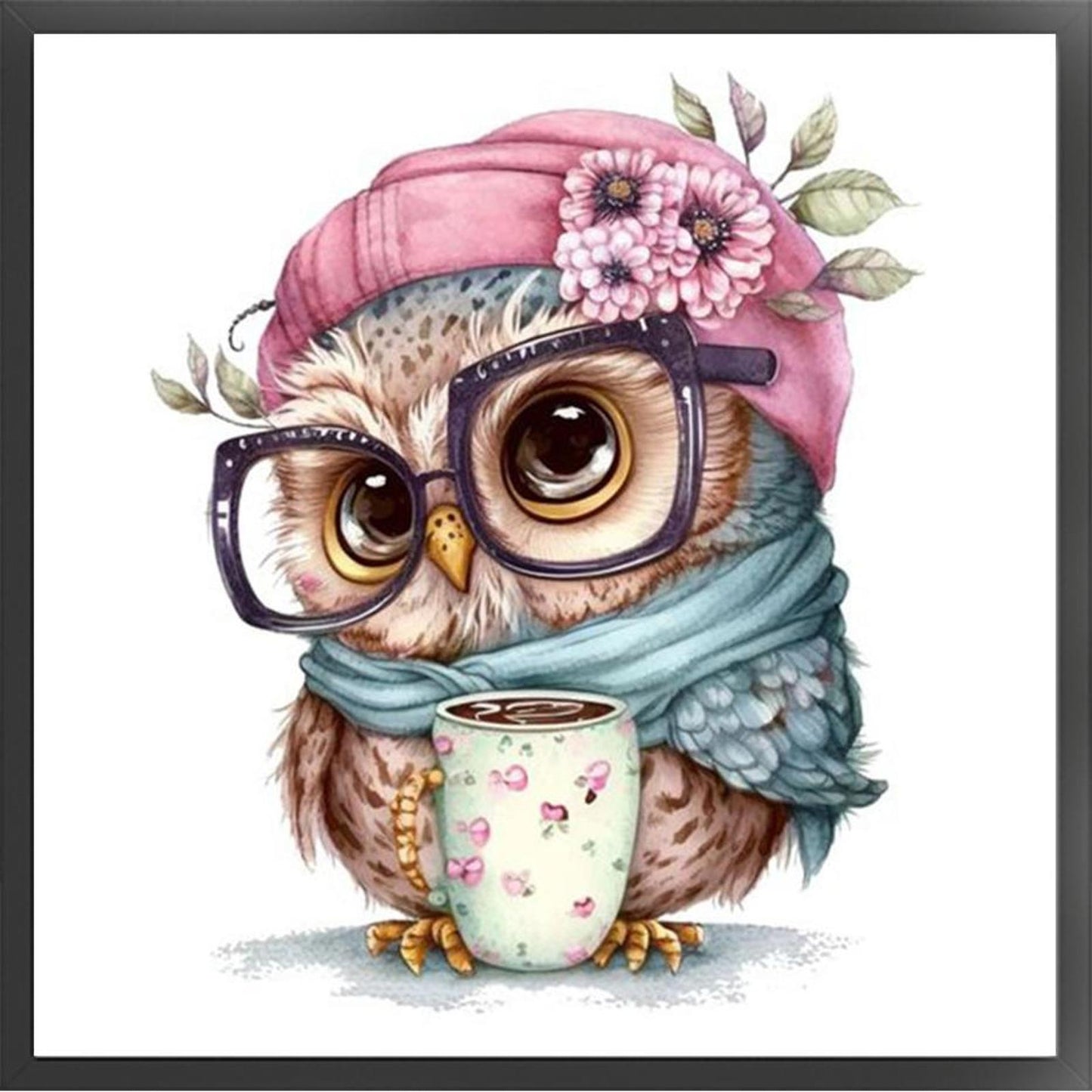 Owl - Full 18CT Stamped Cross Stitch 20x20CM - Huacan