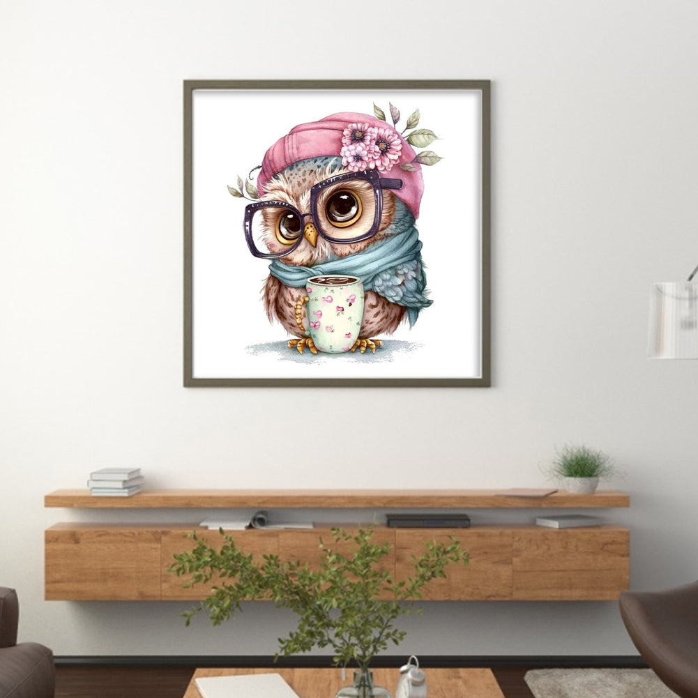 Owl - Full 18CT Stamped Cross Stitch 20x20CM - Huacan