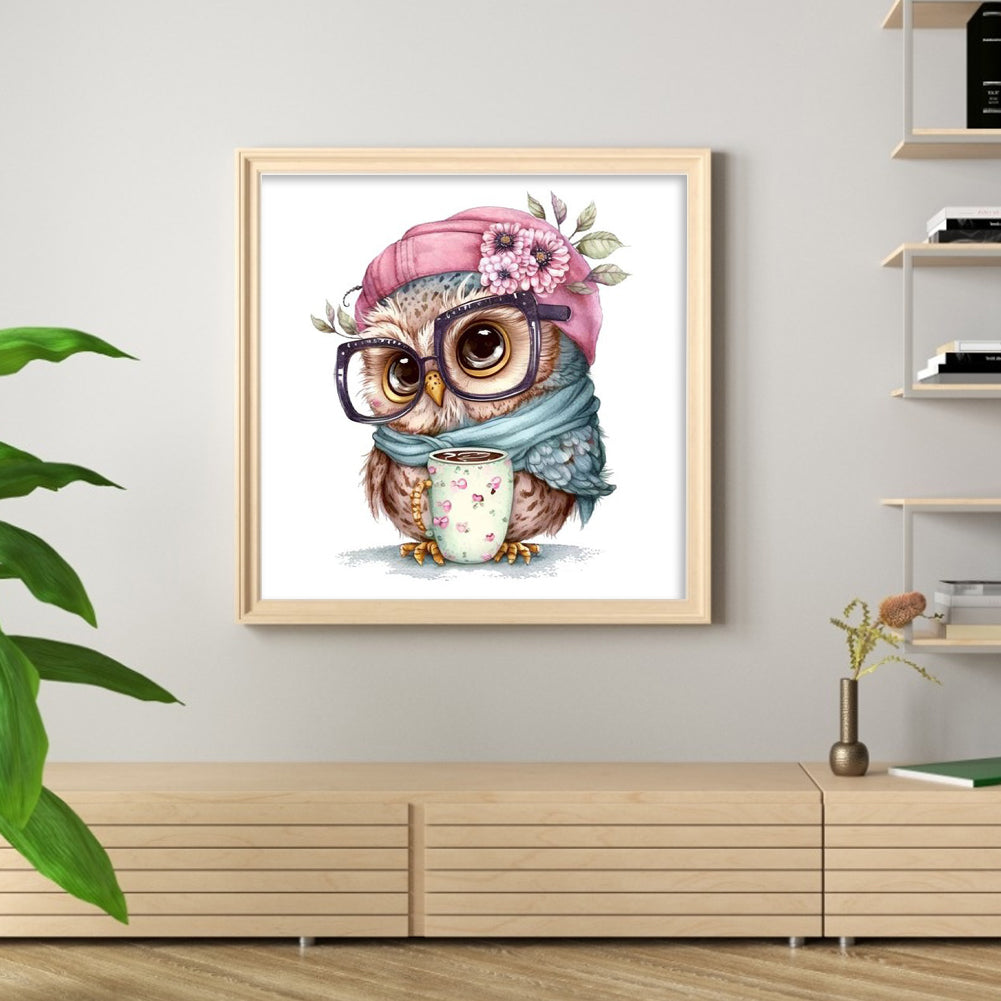 Owl - Full 18CT Stamped Cross Stitch 20x20CM - Huacan
