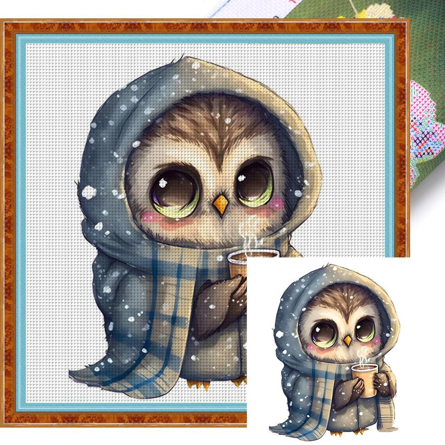 Owl - Full 18CT Stamped Cross Stitch 20x20CM - Huacan