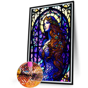 Girl With Glass 40*60CM(Picture) Full Round Drill Diamond Painting