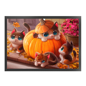Yishu - Pumpkin Kitten - 55*40CM 11CT 3 Stamped Cross Stitch