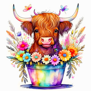 Yak In A Flower Bucket 40*40CM(Canvas) Full Round Drill Diamond Painting