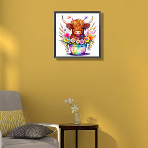 Yak In A Flower Bucket 40*40CM(Canvas) Full Round Drill Diamond Painting