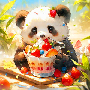 Panda Eating Cake 40*40CM(Canvas) Full Round Drill Diamond Painting