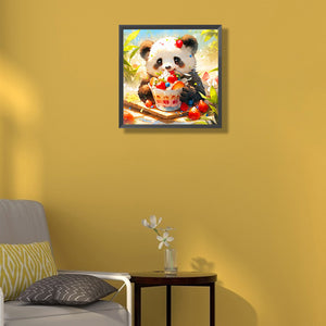 Panda Eating Cake 40*40CM(Canvas) Full Round Drill Diamond Painting
