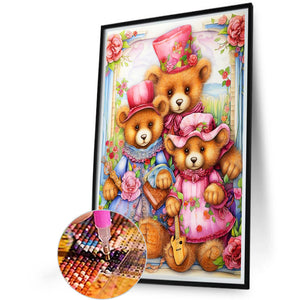 Three Teddy Bears 40*60CM(Canvas) Full Round Drill Diamond Painting