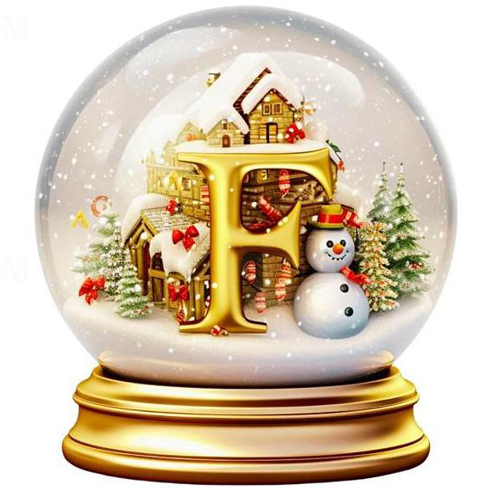 Christmas Letter F In Crystal Ball 40*40CM(Canvas) Full Round Drill Diamond Painting