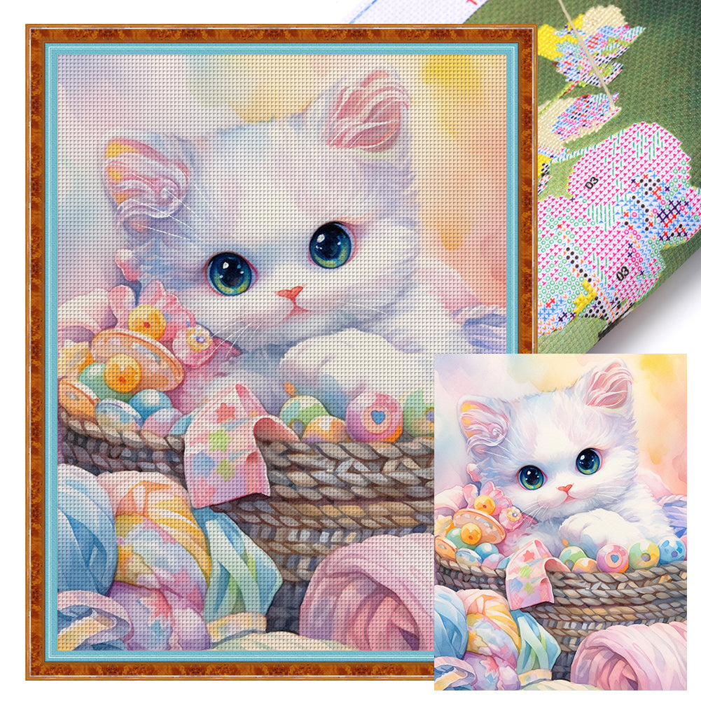 Yishu - Colorful Cats - 50*65CM 11CT 3 Stamped Cross Stitch