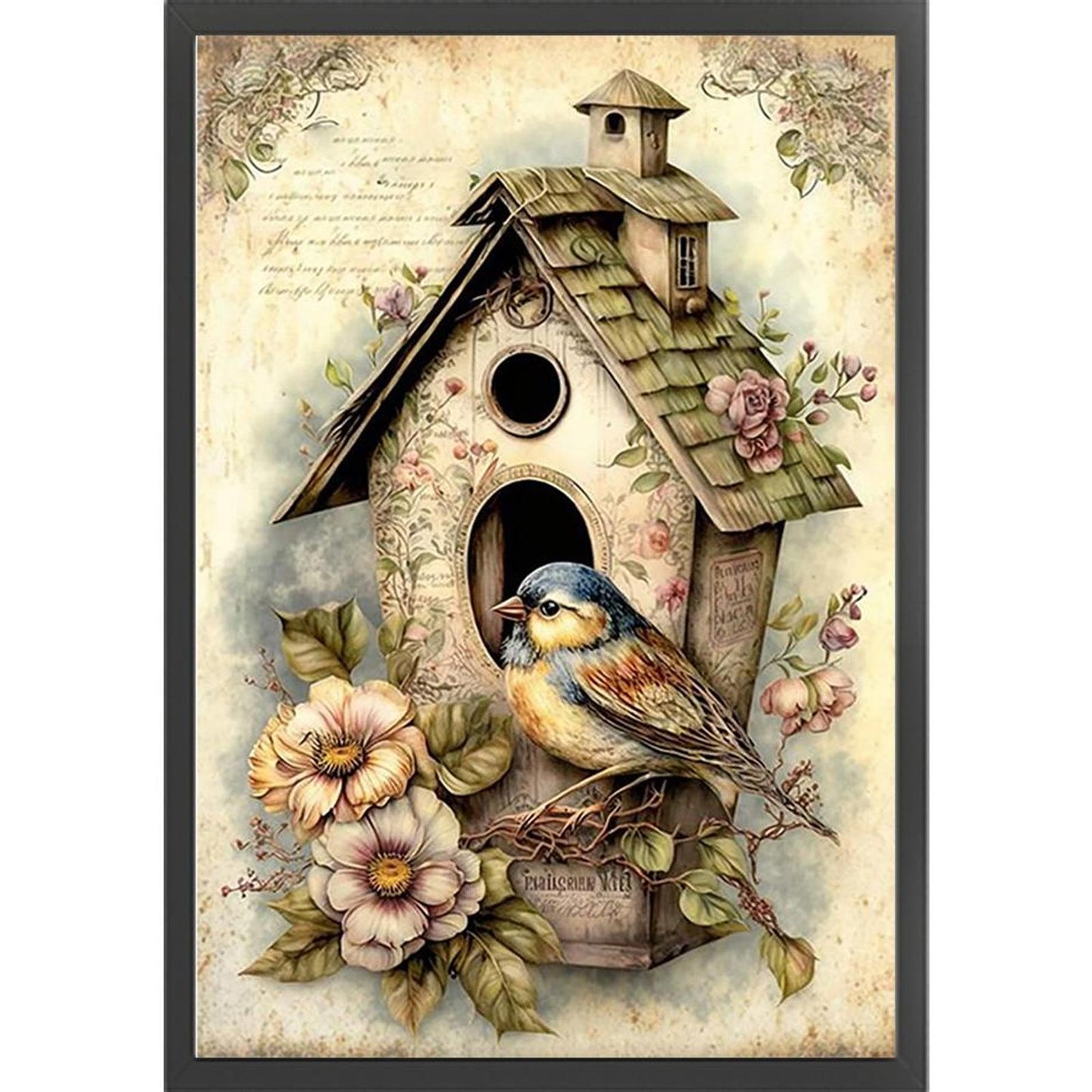 Vintage Poster - Bird And Birdcage - Full 11CT Counted Cross Stitch 40x60CM - Yishu