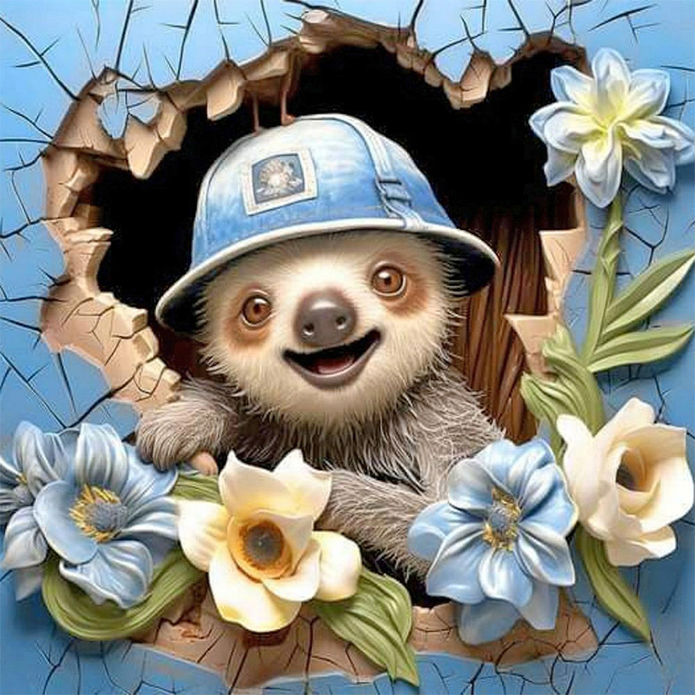 Sloth In Wall 40*40CM(Canvas) Full Round Drill Diamond Painting