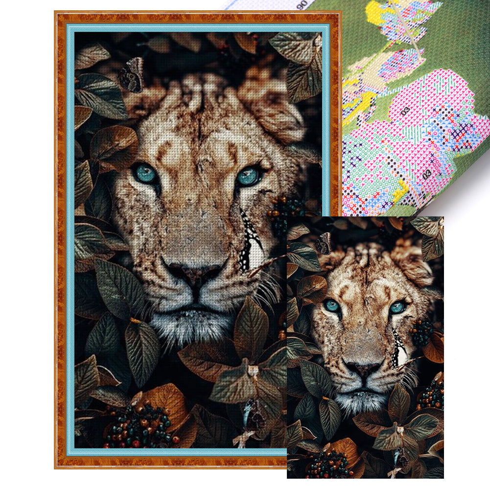 Huancan - Leopard In The Grass - 40*65CM 11CT 3 Stamped Cross Stitch