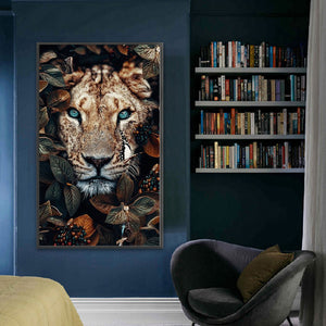 Huancan - Leopard In The Grass - 40*65CM 11CT 3 Stamped Cross Stitch