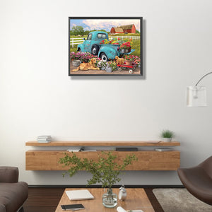 Flower Truck 50*40CM(Canvas) Full Round Drill Diamond Painting