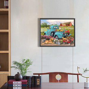 Flower Truck 50*40CM(Canvas) Full Round Drill Diamond Painting