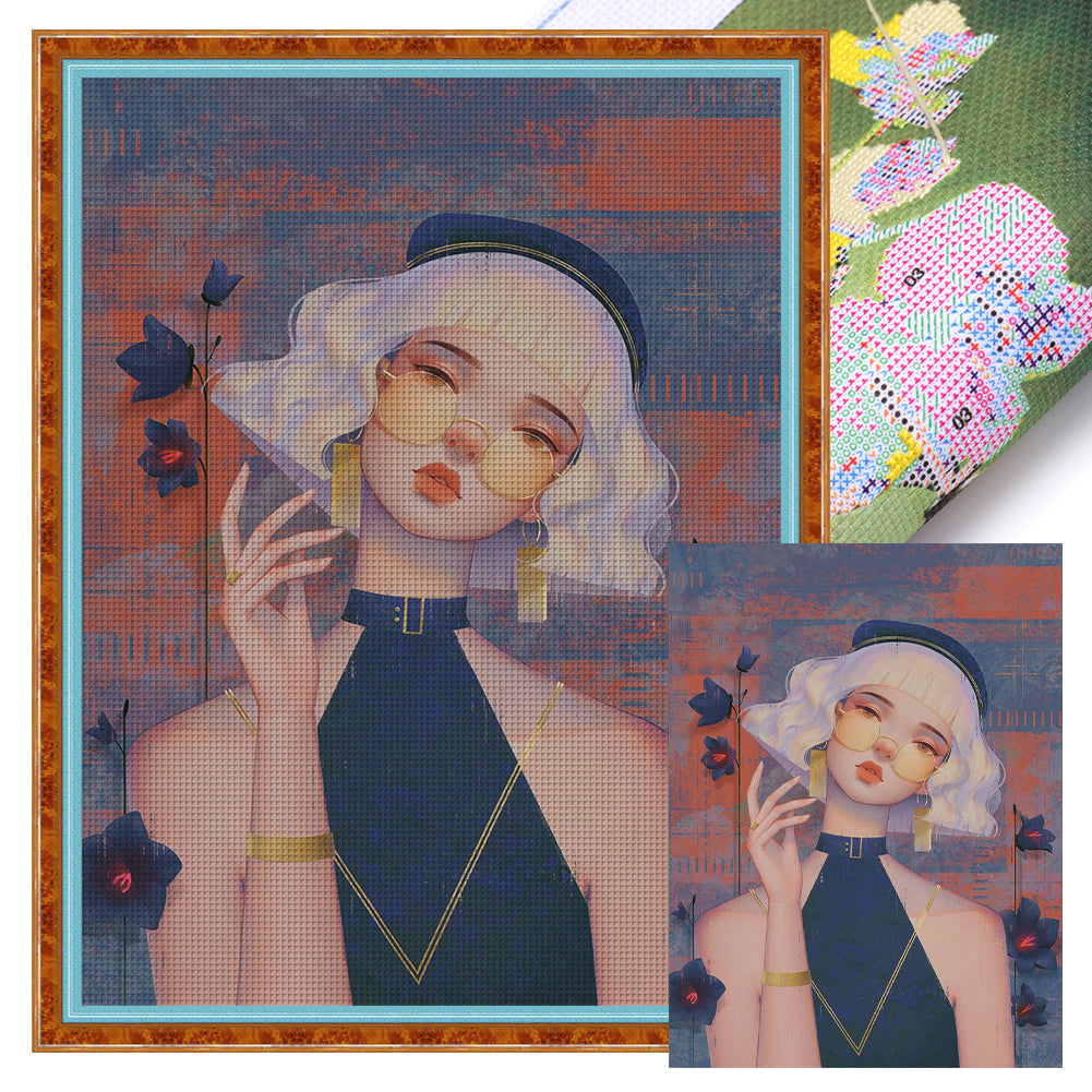 Huancan - Art Girl - 40*55CM 11CT 3 Stamped Cross Stitch