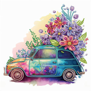 Flowers And Cart 30*30CM(Canvas) Partial Special Shaped Drill Diamond Painting