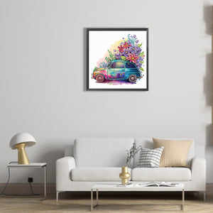 Flowers And Cart 30*30CM(Canvas) Partial Special Shaped Drill Diamond Painting