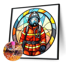 Load image into Gallery viewer, Firefighter Round Plate 40*40CM(Canvas) Full Round Drill Diamond Painting
