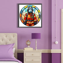 Load image into Gallery viewer, Firefighter Round Plate 40*40CM(Canvas) Full Round Drill Diamond Painting
