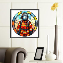 Load image into Gallery viewer, Firefighter Round Plate 40*40CM(Canvas) Full Round Drill Diamond Painting
