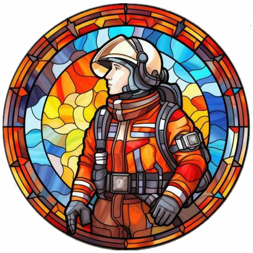 Firefighter Round Plate 40*40CM(Canvas) Full Round Drill Diamond Painting
