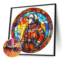 Load image into Gallery viewer, Firefighter Round Plate 40*40CM(Canvas) Full Round Drill Diamond Painting
