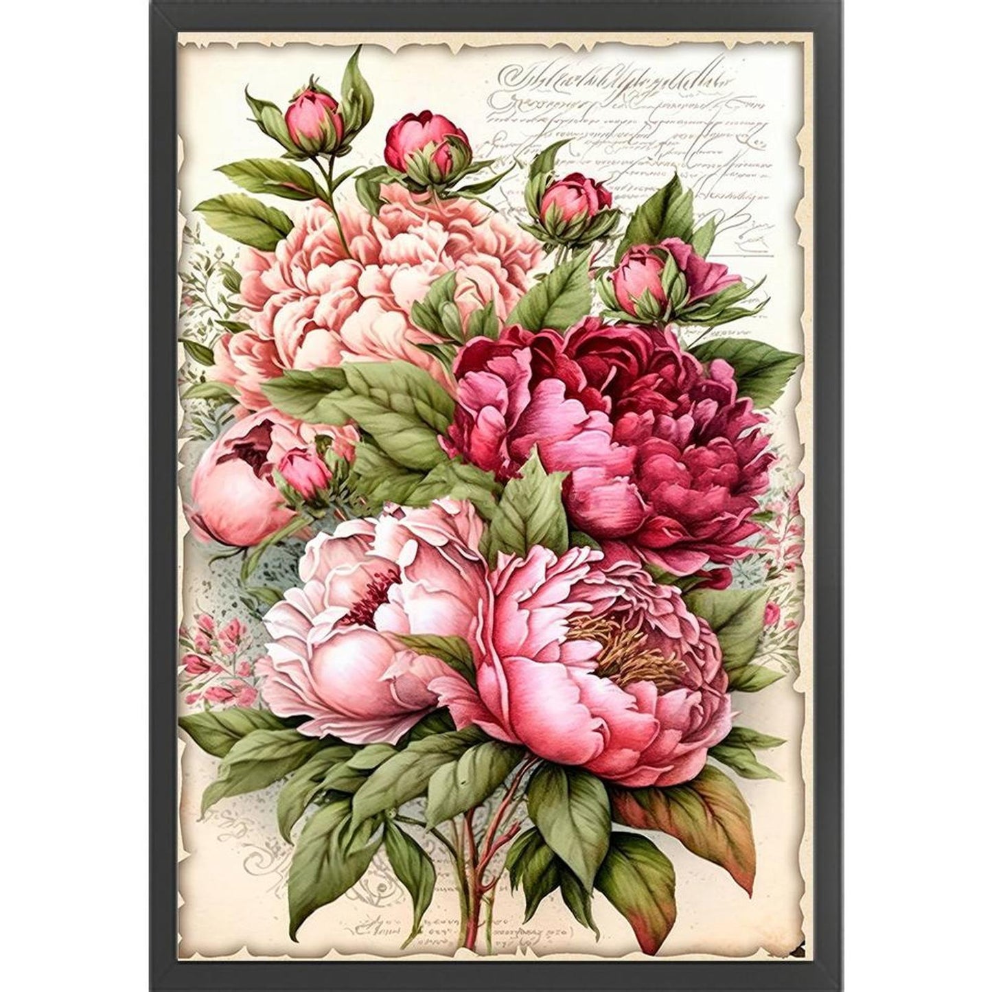 Vintage Poster - Peony Bouquet - Full 11CT Stamped Cross Stitch 40x60CM - Huacan