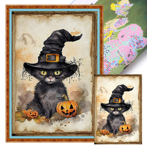 Huancan - Halloween - Pumpkin And Black Cat - 40*60CM 11CT 3 Stamped Cross Stitch