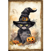 Load image into Gallery viewer, Huancan - Halloween - Pumpkin And Black Cat - 40*60CM 11CT 3 Stamped Cross Stitch
