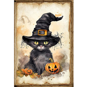 Huancan - Halloween - Pumpkin And Black Cat - 40*60CM 11CT 3 Stamped Cross Stitch