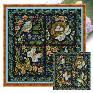 Huancan - Creatures And Flowers - 50*50CM 11CT 3 Stamped Cross Stitch