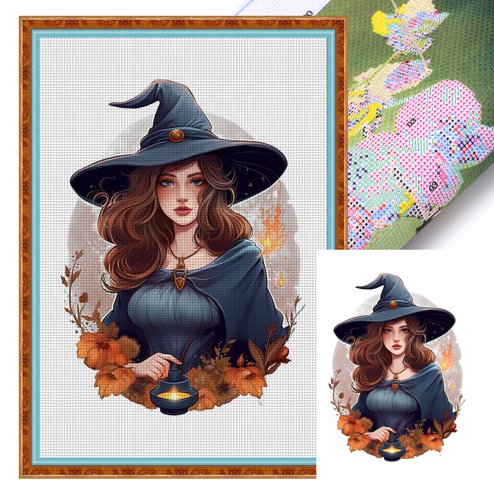 Huancan - Witch - 50*70CM 11CT 3 Stamped Cross Stitch
